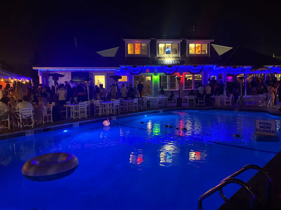 Pool area at night